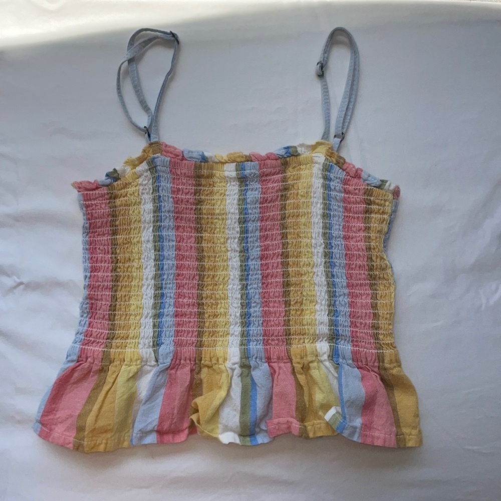billabong rainbow crop top with ruffle